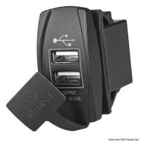 Zásuvka USB dvojitá, vzhľad vypínač 12/24V