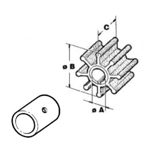 Impeller 500101GX, Jabsco, Volvo Penta, Yanmar, Vetus