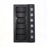Panel vypínačov - 6 pod sebou, vodotesný, LED indikátor, 102x182mm