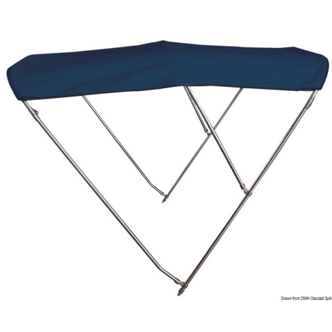 Bimini 3-ramenné, modrá plachta, nerez - výška 140 cm, dĺžka 200 cm