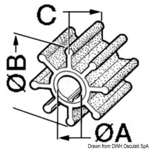 Impeller 500313G, Mercury/Mariner 65/225+EFI+Optimax