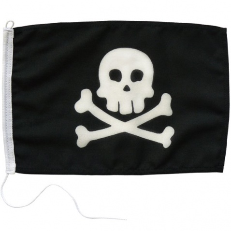 Vlajka pirátská, s lebkou a skríženými hnátmy - 20x30cm