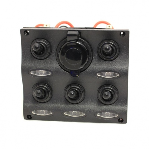 Panel vypínačov - 5 se zásuvkou,10,5 x 9cm