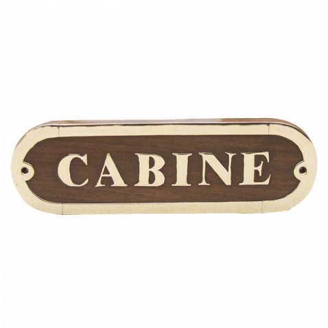 Ceduľka CABINE - drevo/mosadz