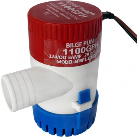 Bilge pumpa, ponorná - výkon 1100 GPH, napätie 12 V, 3 A, priemer hadice 29 mm
