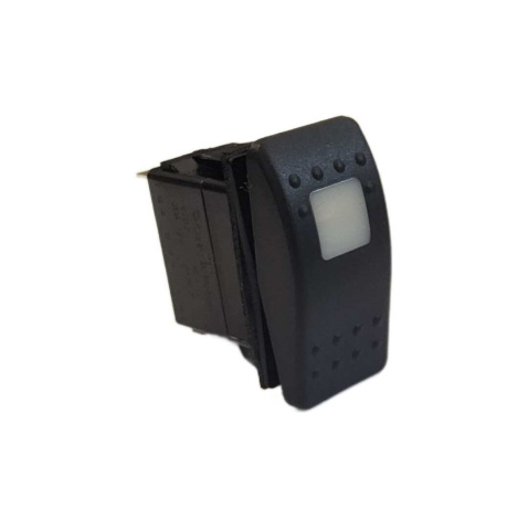 Vypínač ON-OFF-(ON), 4-pól., 12V, 20A, červené podsvícení