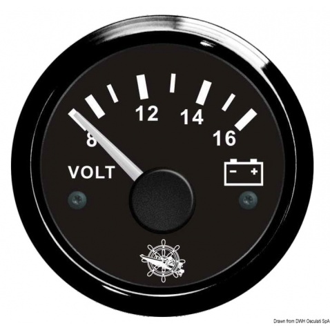 Voltmeter, 8-16V, čierny