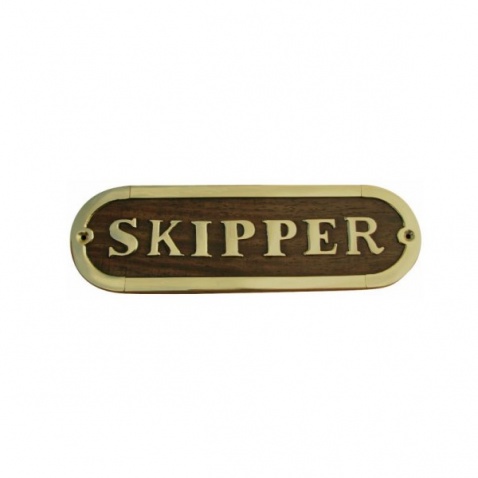 Ceduľka SKIPPER - drevo/mosadz