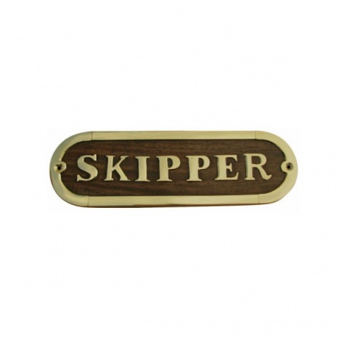 Ceduľka SKIPPER - drevo/mosadz