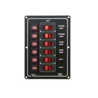 Panel vypínačov - 6 pod sebou s poistkami