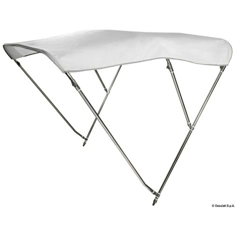 Bimini, 3-ramenné, biela plachta, nerez - výška 140 cm, dĺžka 200 cm