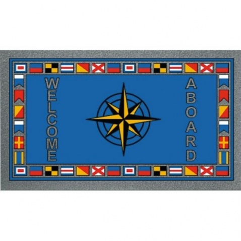 Koberec modrý, 40x68cm, vzor vlajky+ružica