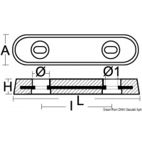 Anóda zinková, ovál, Vetus type 55 x 30 x 200 mm 